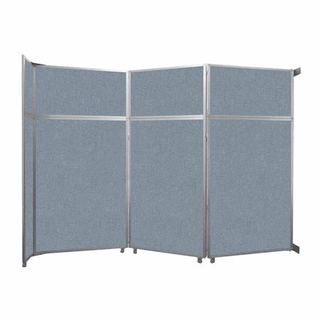 Versare Operable Wall Folding Room Divider 11'9" x 8'5-1/4" Powder Blue Fabric 1070304